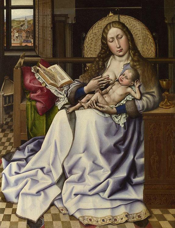 Robert Campin The Virgin and Child before a Fire-screen (nn03) France oil painting art